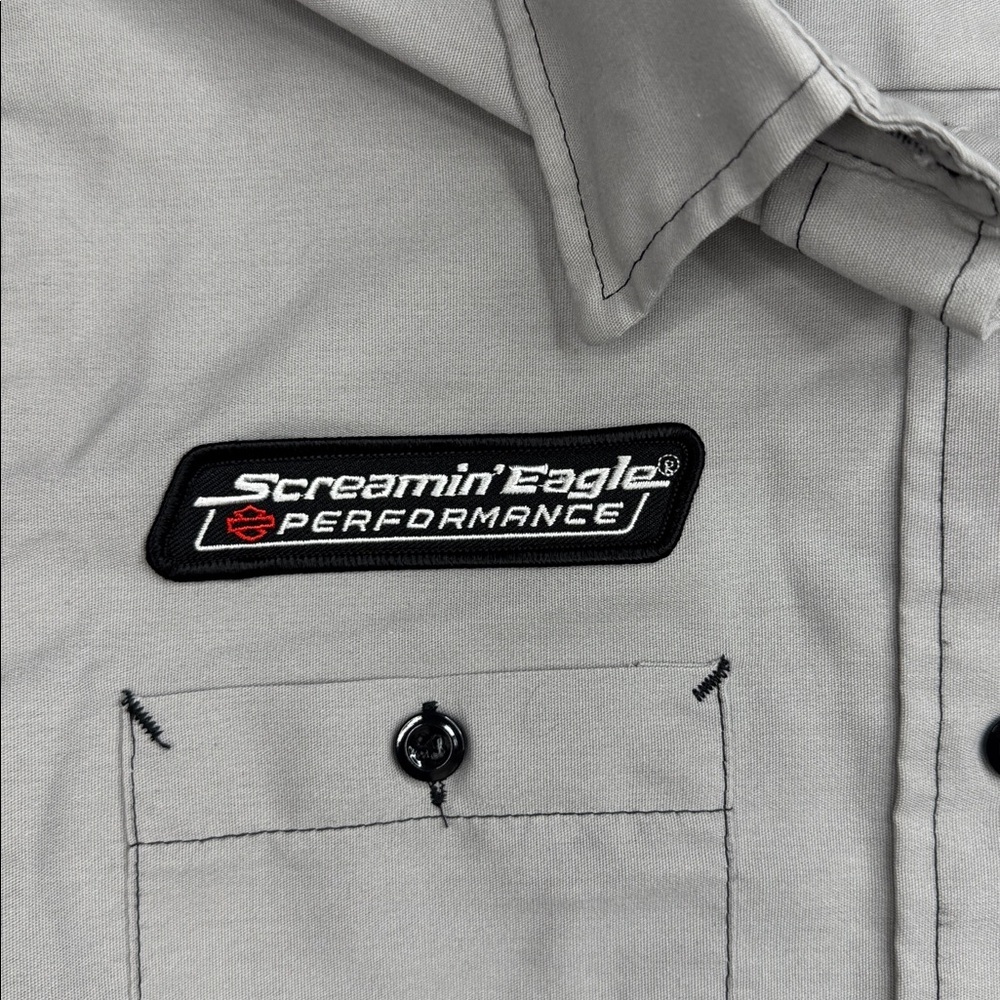 Womens Harley Davidson Screamin Eagle Performance Button Down Shirt Large L gray - Picture 3 of 8